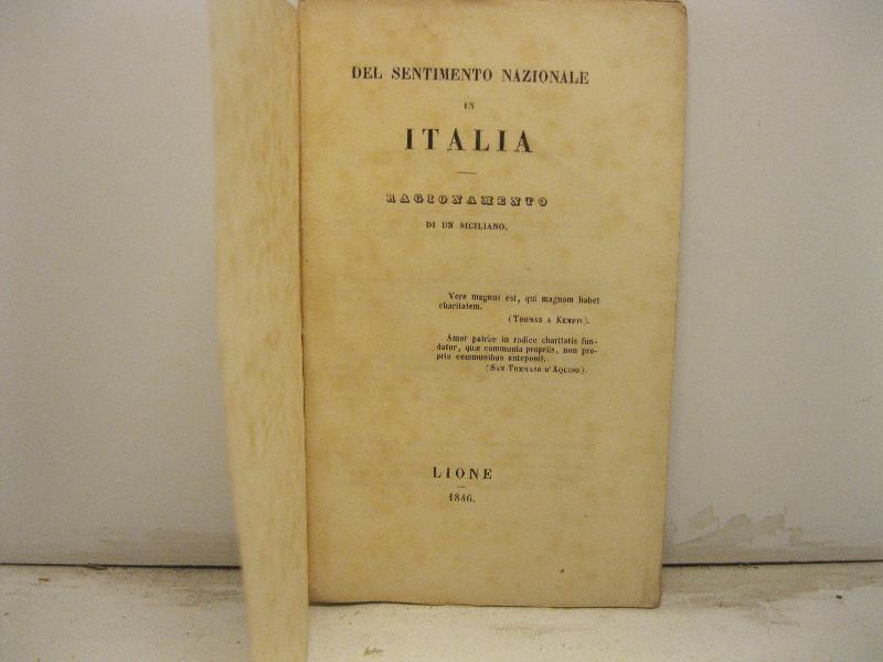 DEL SENTIMENTO NAZIONALE IN ITALIA  -  Ragionamento di un siciliano